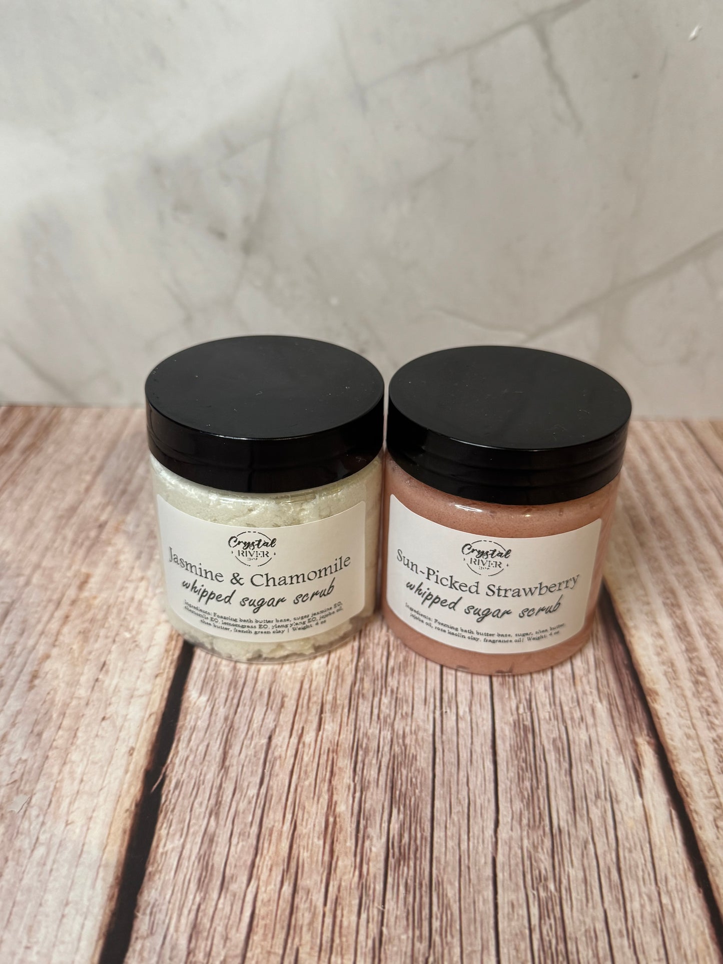 Sugar Scrub Sampler 2-Pack | Jasmine & Chamomile | Sun-Picked Strawberry