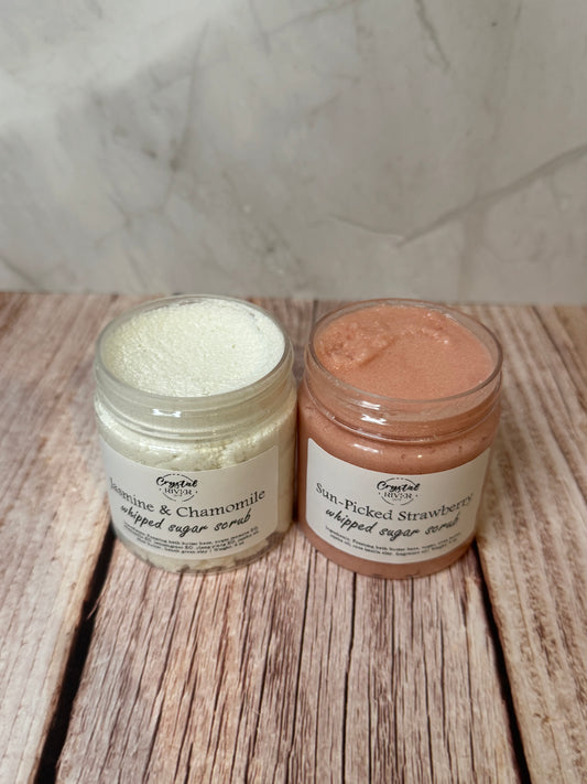 Sugar Scrub Sampler 2-Pack | Jasmine & Chamomile | Sun-Picked Strawberry